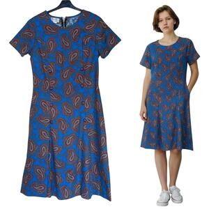 Vintage Dress Pleated Paisley VTG Shaker Square by Bill Sims Retro